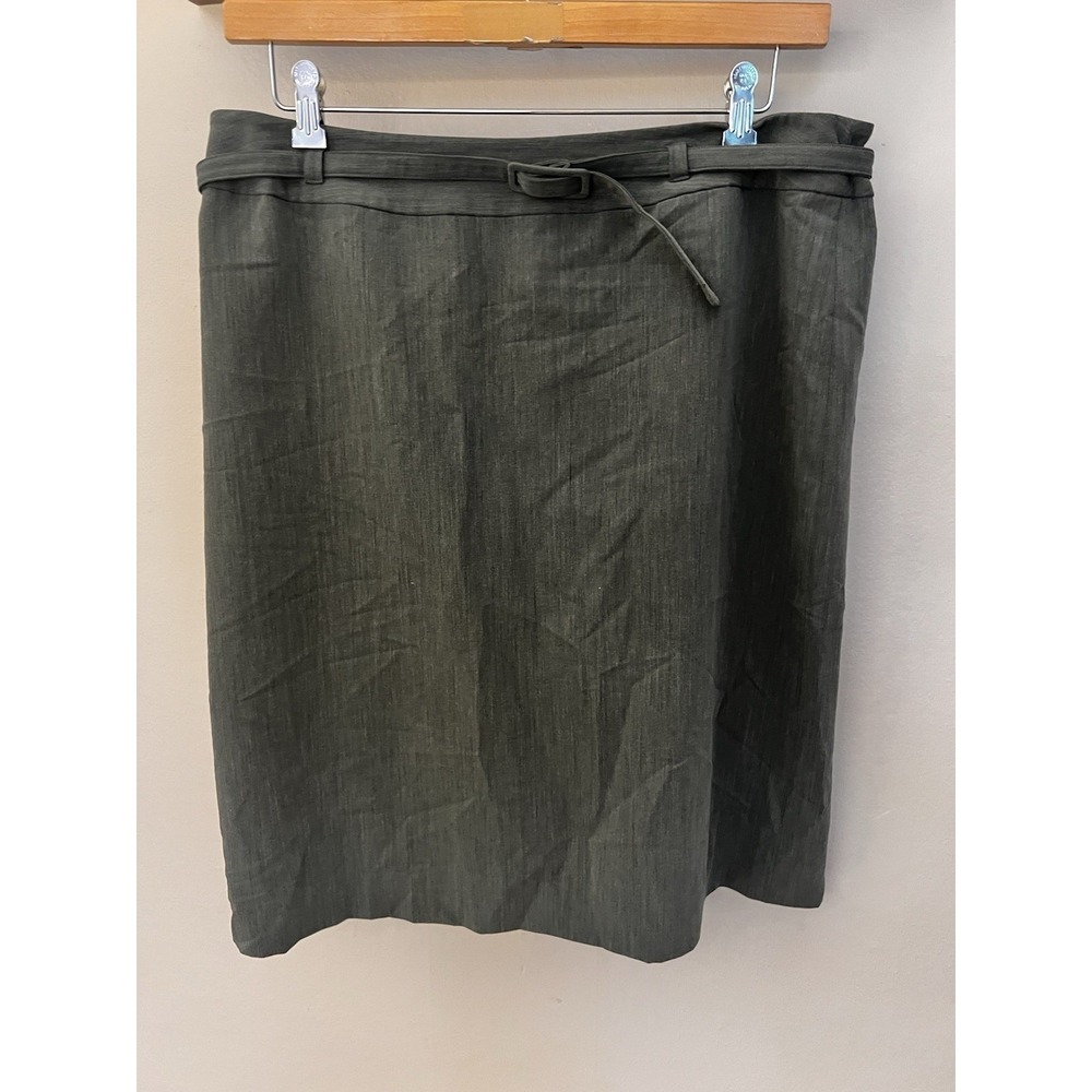 PENDLETON Women's Size 18 Skirt Lined Pencil Gray Stretch Fabric Belt Above Knee